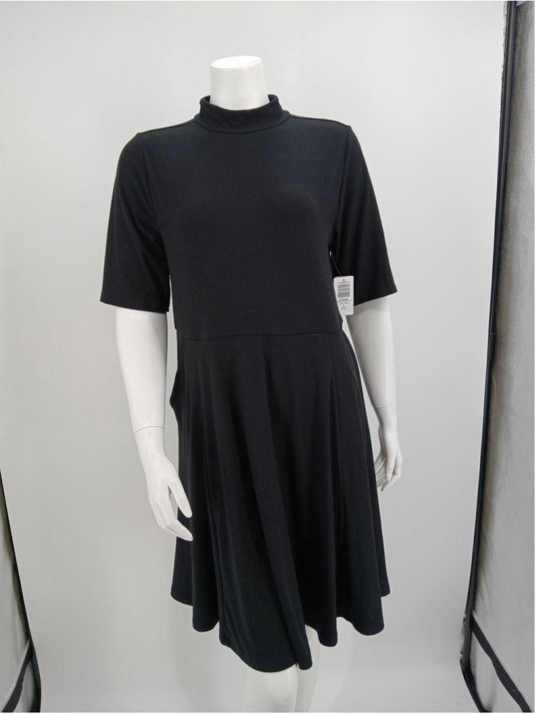 Torrid Super Soft Black Ribbed Mini Dress Mock Neck Short Sleeve Pockets Plus 1x